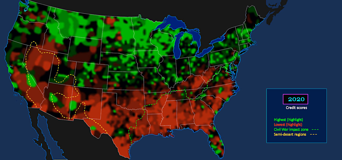 Credit scores, 2020 map